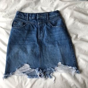 high-rise jean skirt